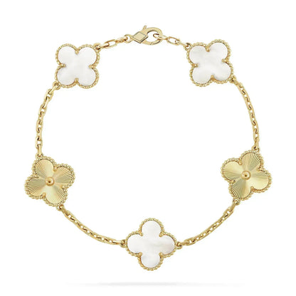 [Jesse jewelry]CLOVER BRACELET 5 MOTIF WHITE MOP PINK GOLD