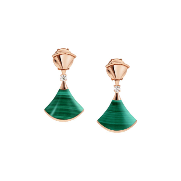 [Jesse jewelry]DREAM MALACHITE PINK GOLD EARRINGS