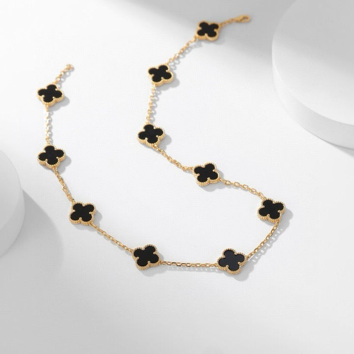 [Jesse jewelry]CLOVERS THE 10-MOTIFS ONYX NECKLACE
