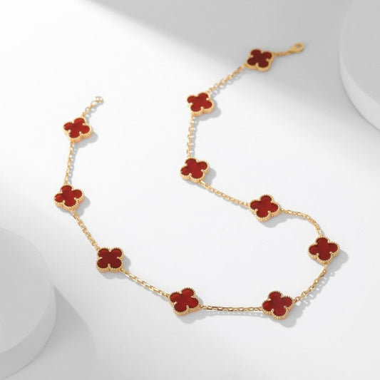[Jesse jewelry]CLOVERS THE  10-MOTIFS CARNELIAN NECKLACE