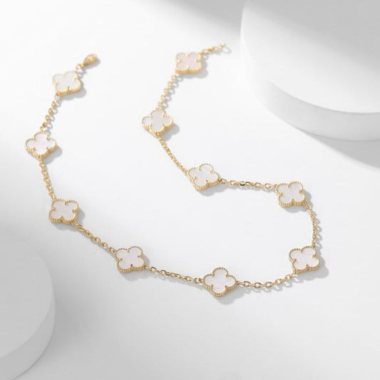 [Jesse jewelry]CLOVERS THE 10-MOTIFS WHITE MOTHER OF PEARL NECKLACE
