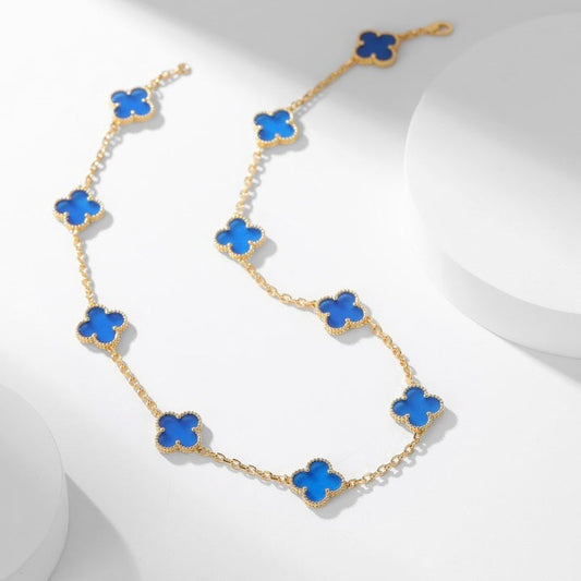 [Jesse jewelry]CLOVERS THE 10-MOTIFS BLUE AGATE NECKLACE