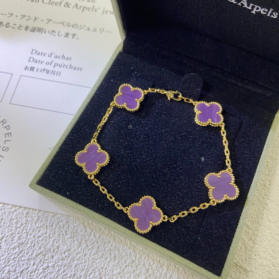 [Jesse jewelry]CLOVER  5 MOTIFS  PURPLE VIOLET BRACELET