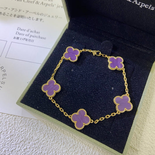 [Jesse jewelry]CLOVER  5 MOTIFS  PURPLE VIOLET BRACELET