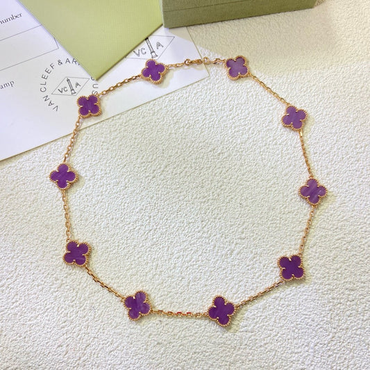 [Jesse jewelry]CLOVER 10 MOTIFS  PURPLE VIOLET  NECKLACE