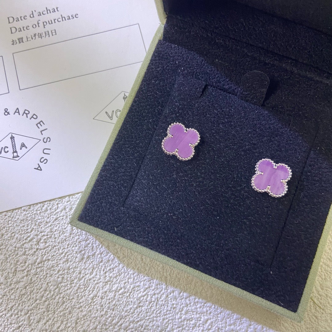 [Jesse jewelry]CLOVER MINI 9.5MM  PURPLE VIOLET EARRINGS