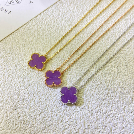 [Jesse jewelry]CLOVER 15MM  PURPLE VIOLET NECKLACE