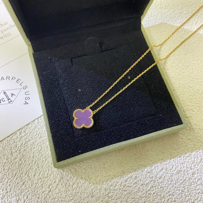 [Jesse jewelry]CLOVER 15MM  PURPLE VIOLET NECKLACE
