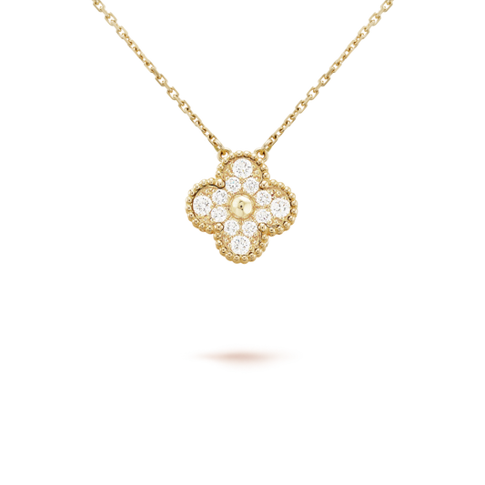 [Jesse jewelry]CLOVER 15MM DIAMOND SINGLE FLOWER NECKLACE