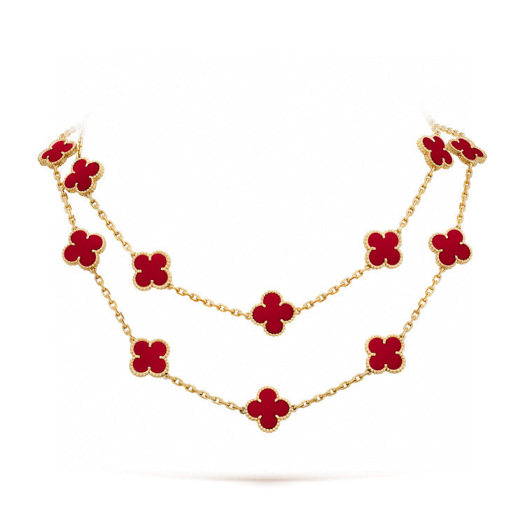 [Jesse jewelry]CLOVER 20 MOTIFS CARNELIAN NECKLACE