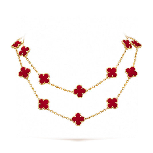 [Jesse jewelry]CLOVER 20 MOTIFS CARNELIAN NECKLACE