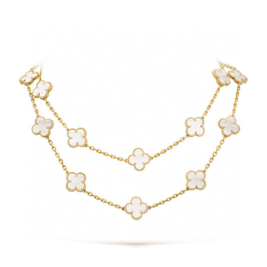 [Jesse jewelry]CLOVER 20 MOTIFS WHITE MOP NECKLACE