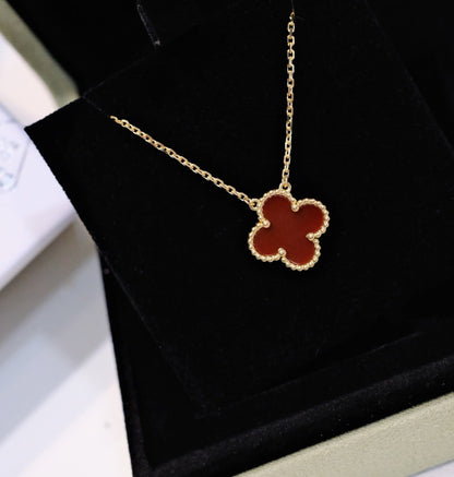 [Jesse jewelry]CLOVER 15MM CARNELIAN SINGLE FLOWER NECKLACE