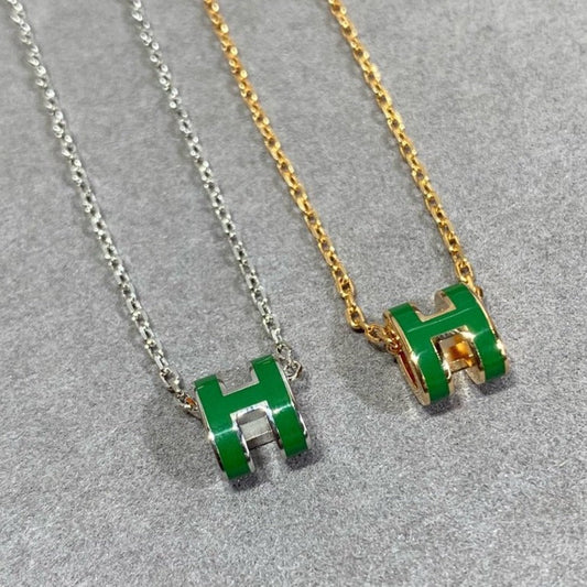 [Jesse jewelry]POP H GREEN NECKLACE SILVER AND GOLD