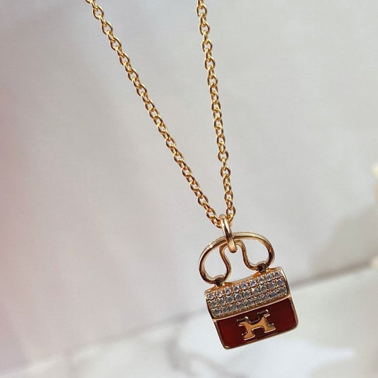 [Jesse jewelry]CONSTANCE RED PEDANT PINK GOLD NECKLACE