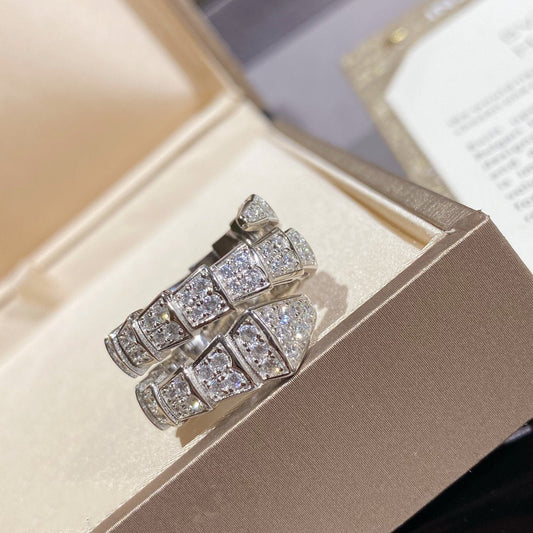 [Jesse jewelry]SERPENTI DOUBLE RING SILVER DIAMOND PAVED