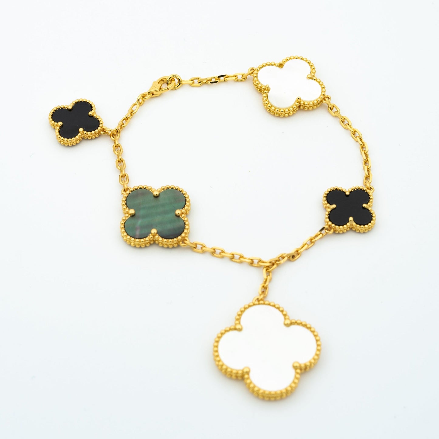 [Jesse jewelry]CLOVER BRACELET 5 MOTIFS ONYX MOP