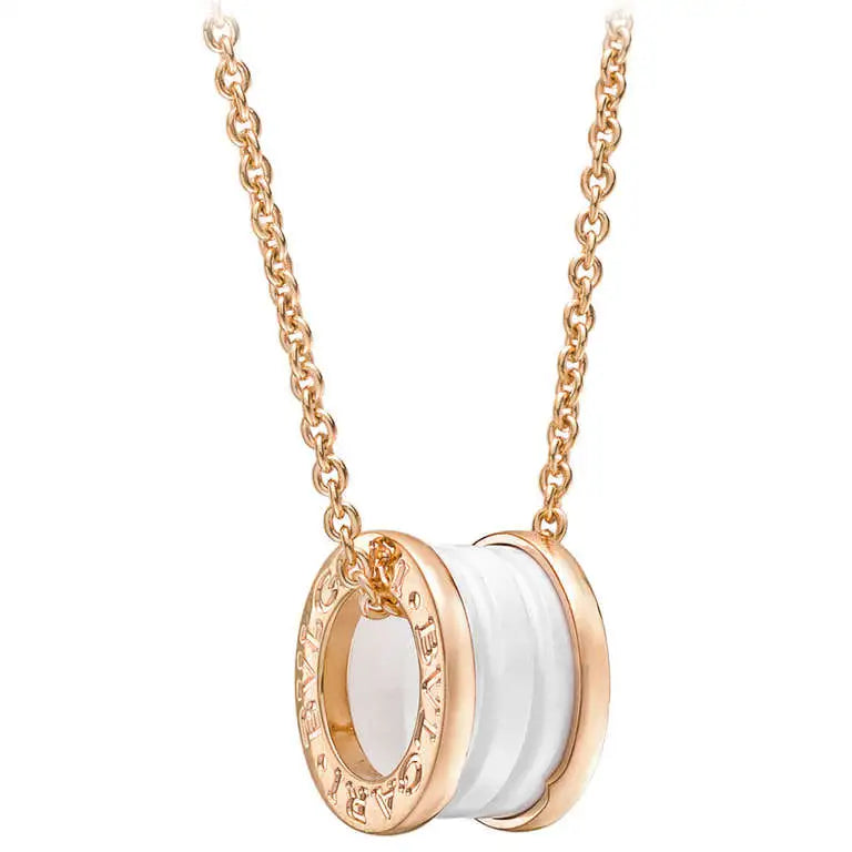 [Jesse jewelry]ZERO 1 WHITE CERAMIC PINK GOLD DIAMOND NECKLACE