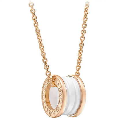 [Jesse jewelry]ZERO 1 WHITE CERAMIC PINK GOLD DIAMOND NECKLACE