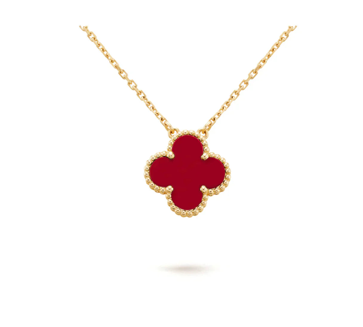 [Jesse jewelry]CLOVER 15MM CARNELIAN SINGLE FLOWER NECKLACE