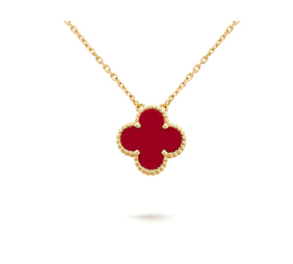 [Jesse jewelry]CLOVER 15MM CARNELIAN SINGLE FLOWER NECKLACE