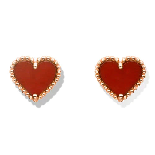 [Jesse jewelry]HEART CARNELIAN STUD EARRINGS