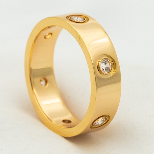 [Jesse jewelry]LOVE RING 5.5MM 6 DIAMONDS PINK GOLD