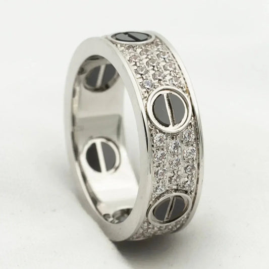 [Jesse jewelry]LOVE RING 5.5MM DIAMONDS PAVED CERAMIC