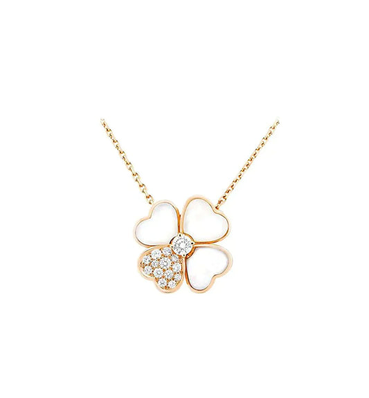 [Jesse jewelry]CLOVER MOP DIAMOND ROSE GOLD NECKLACE