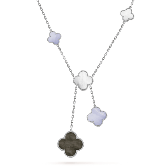 [Jesse jewelry]CLOVER MOP CHALCEDONY NECKLACE SILVER 6 MOTIF