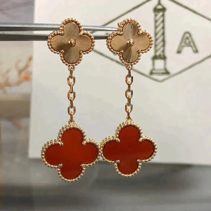 [Jesse jewelry]CLOVER 2 MOTIF  LASER CARNELIAN EARRINGS