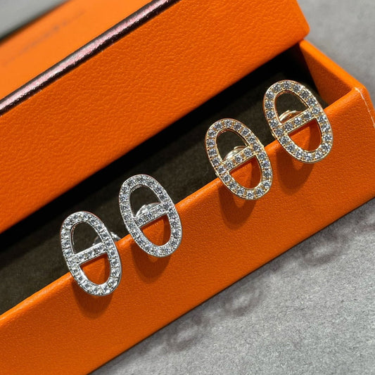 [Jesse jewelry]HM FULL DIAMOND PIG NOSE STUD EARRINGS