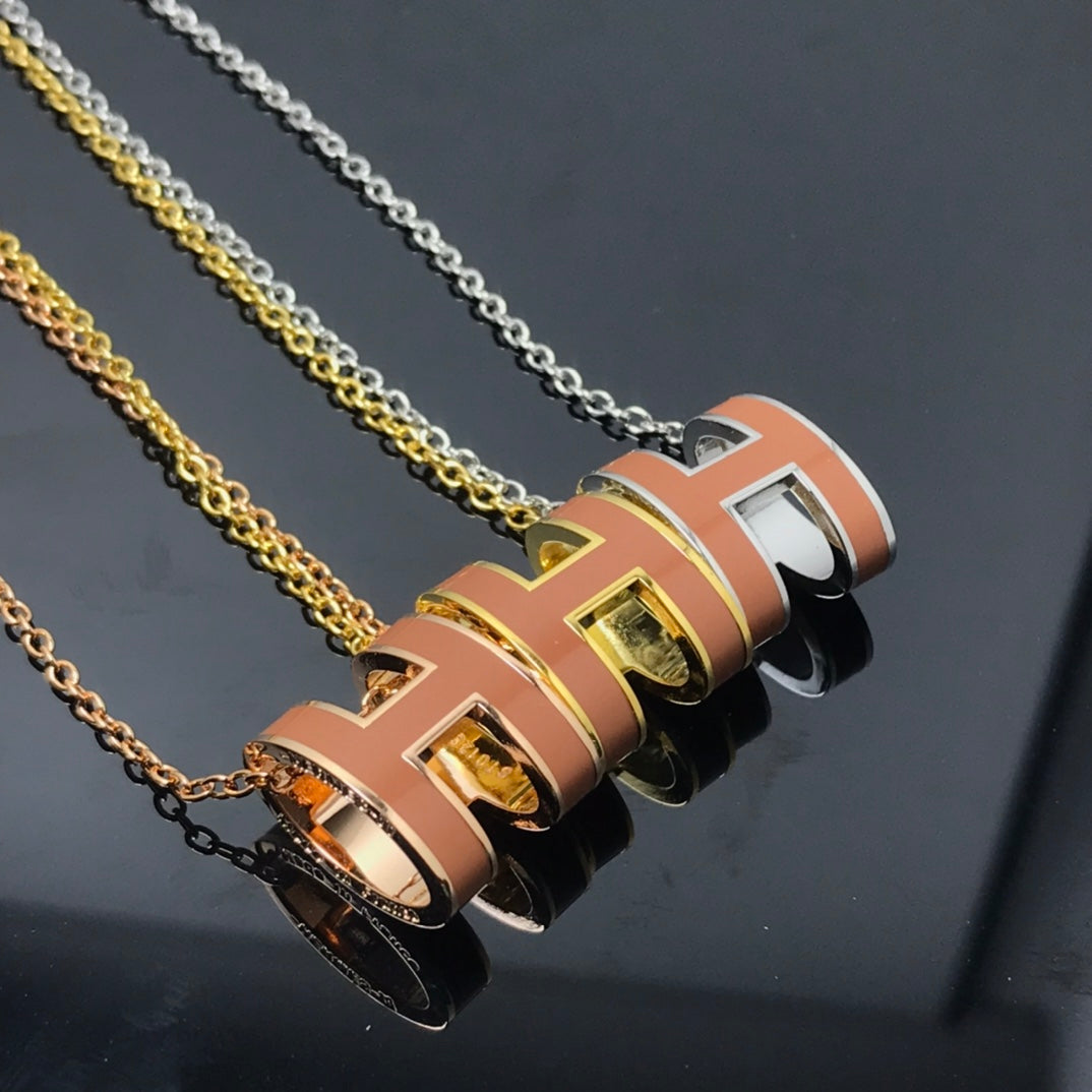 [Jesse jewelry]H NECKLACE BROWN