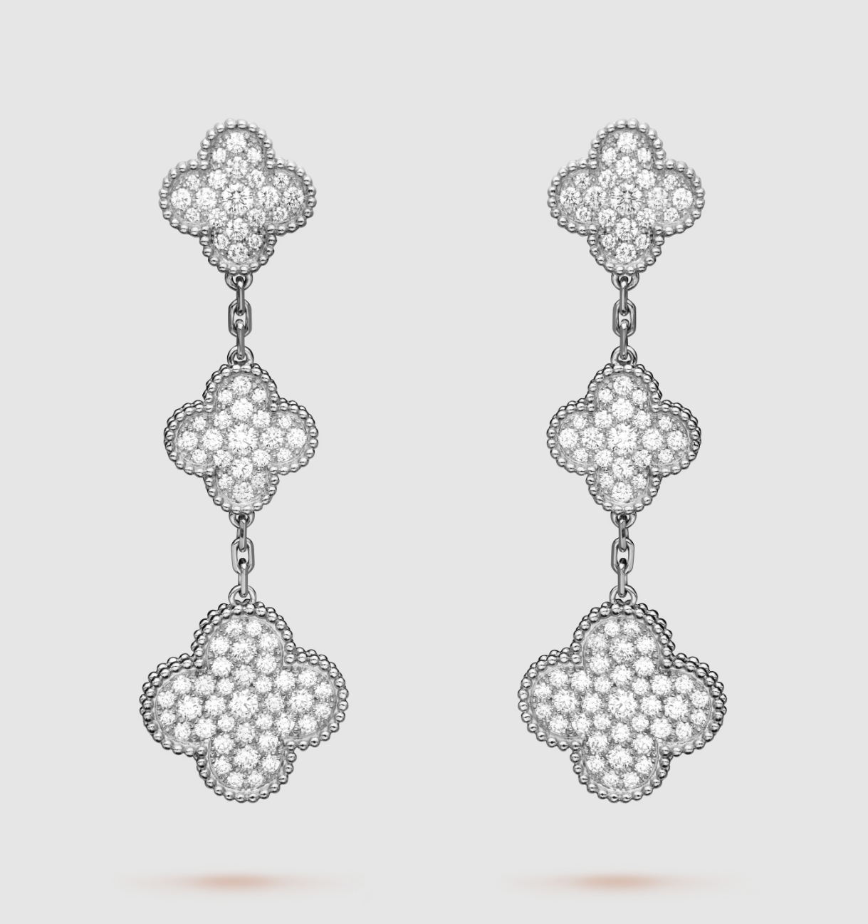 [Jesse jewelry]CLOVER 3 MOTIF DIAMOND SILVER DROP EARRINGS