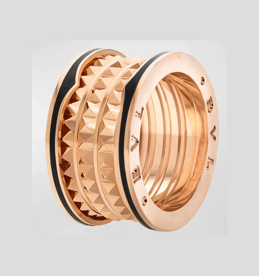 [Jesse jewelry]ZERO 1 ROCK BLACK CERAMIC PINK GOLD LARGE MODEL