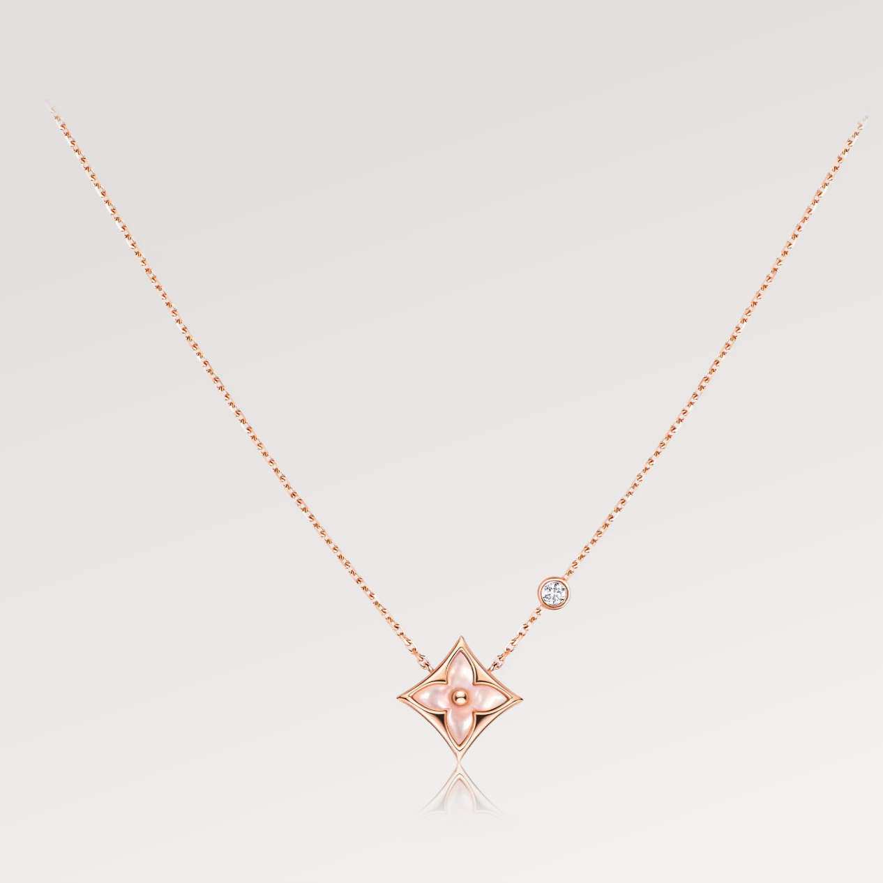 [Jesse jewelry]STAR PINK MOP 1 DIAMOND PINK GOLD NECKLACE