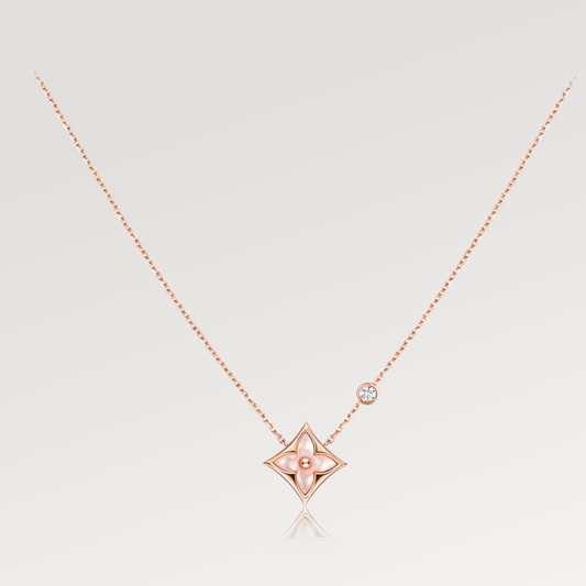 [Jesse jewelry]STAR PINK MOP 1 DIAMOND PINK GOLD NECKLACE