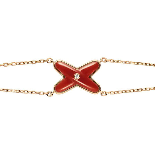 [Jesse jewelry]JEUX BRACELET CARNELIAN PINK GOLD 1 DIAMOND