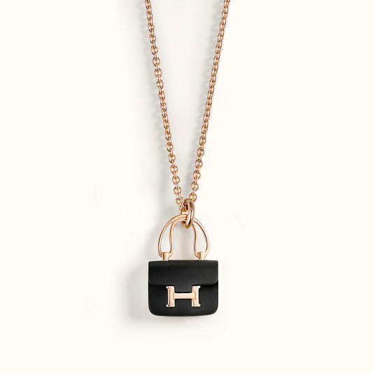 [Jesse jewelry]CONSTANCE BLACK PEDANT PINK GOLD NECKLACE