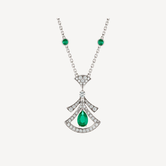 [Jesse jewelry]DREAM NECKLACE MALACHITE DIAMOND SILVER
