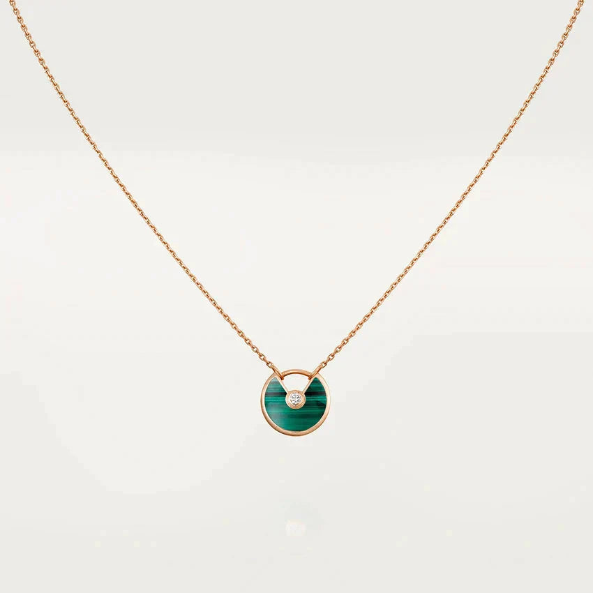 [Jesse jewelry]AMULETTE ROSE GOLD MALACHITE NECKLACE