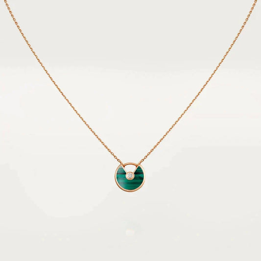 [Jesse jewelry]AMULETTE ROSE GOLD MALACHITE NECKLACE