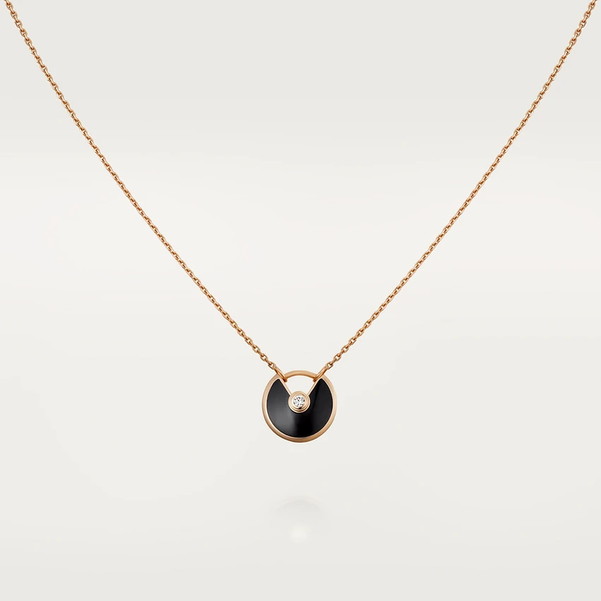 [Jesse jewelry]AMULETTE ROSE GOLD ONYX NECKLACE