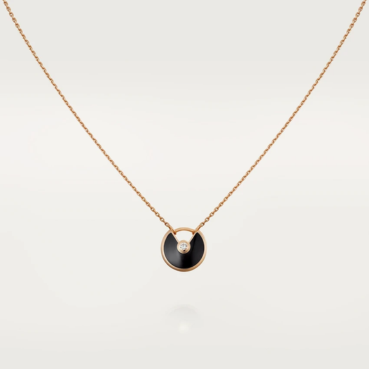 [Jesse jewelry]AMULETTE ROSE GOLD ONYX NECKLACE