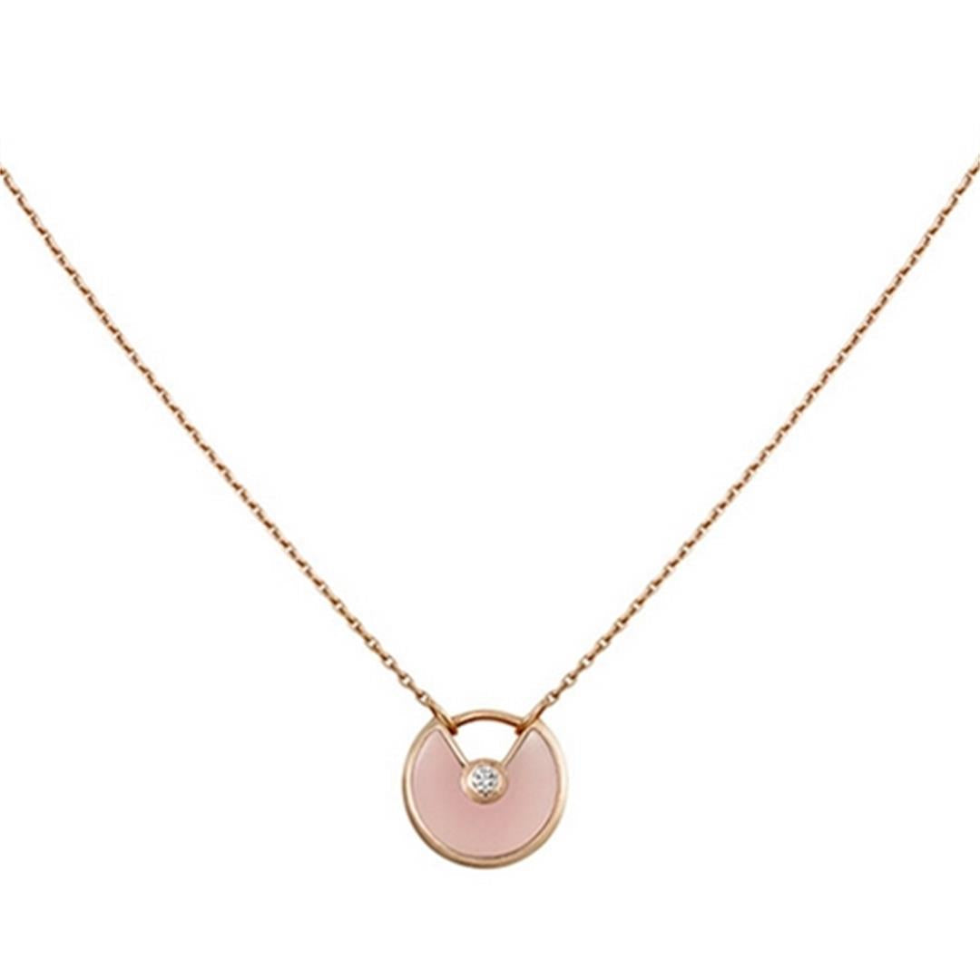[Jesse jewelry]AMULETTE ROSE GOLD PINK MOP NECKLACE