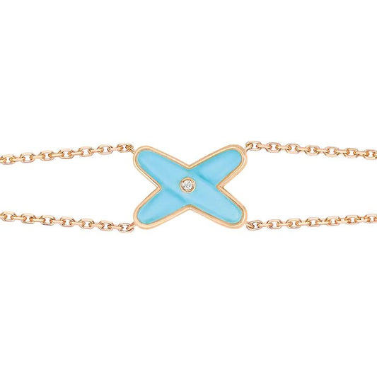 [Jesse jewelry]JEUX BRACELET TURQUOISE PINK GOLD 1 DIAMOND