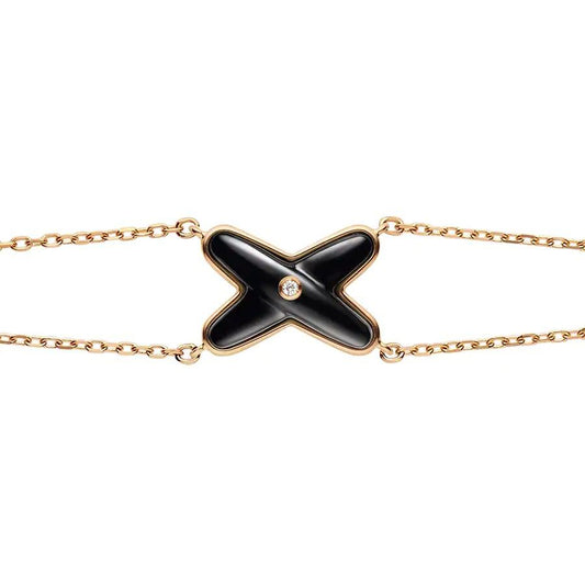 [Jesse jewelry]JEUX BRACELET ONYX PINK GOLD 1 DIAMOND