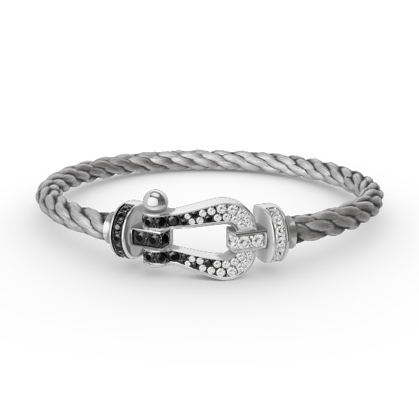 [Jesse jewelry]FORCE LARGE HORSESHOE BLACK WHITE DIAMOND BRACELET SILVER