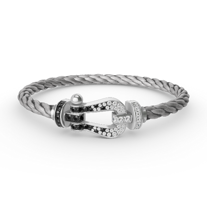 [Jesse jewelry]FORCE LARGE HORSESHOE BLACK WHITE DIAMOND BRACELET SILVER
