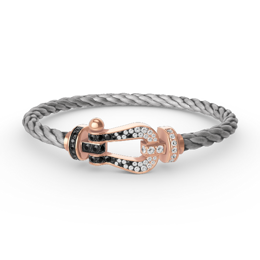 [Jesse jewelry]FORCE LARGE HORSESHOE BLACK WHITE DIAMOND BRACELET ROSE GOLD